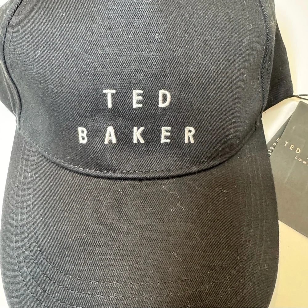 Ted Baker London Baseball Cap Black Cotton Hat Adult S/M Leather Strap